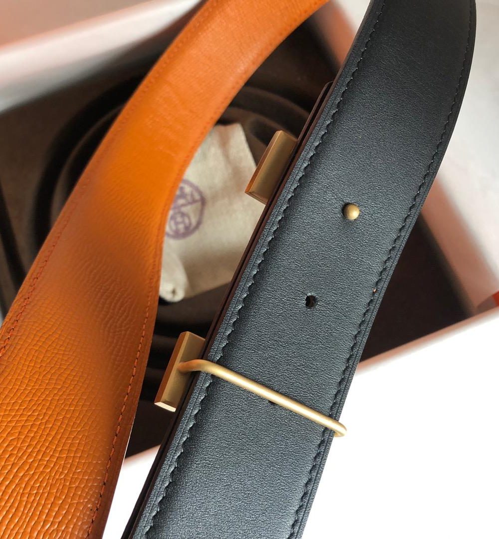 1:1 Replica Hermes Mini Constance Guillochee Belt Buckle & Reversible Orange For Women, Women Belt