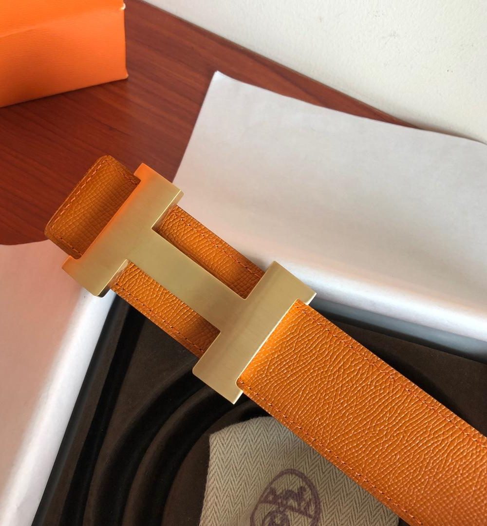 1:1 Replica Hermes Mini Constance Guillochee Belt Buckle & Reversible Orange For Women, Women Belt