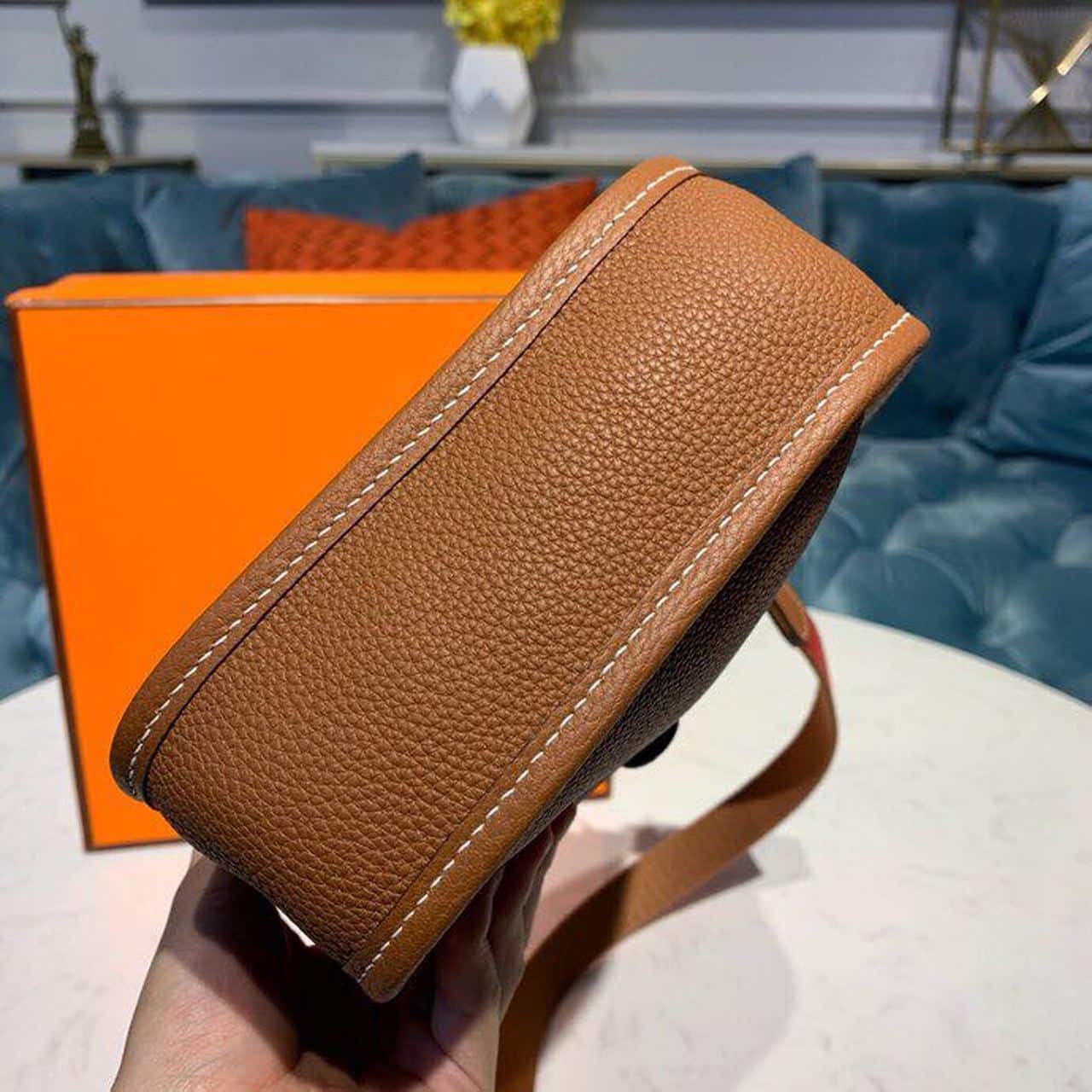 1:1 Replica Hermes Mini Evelyne Brown For Women 7.8in/20cm - Image 6