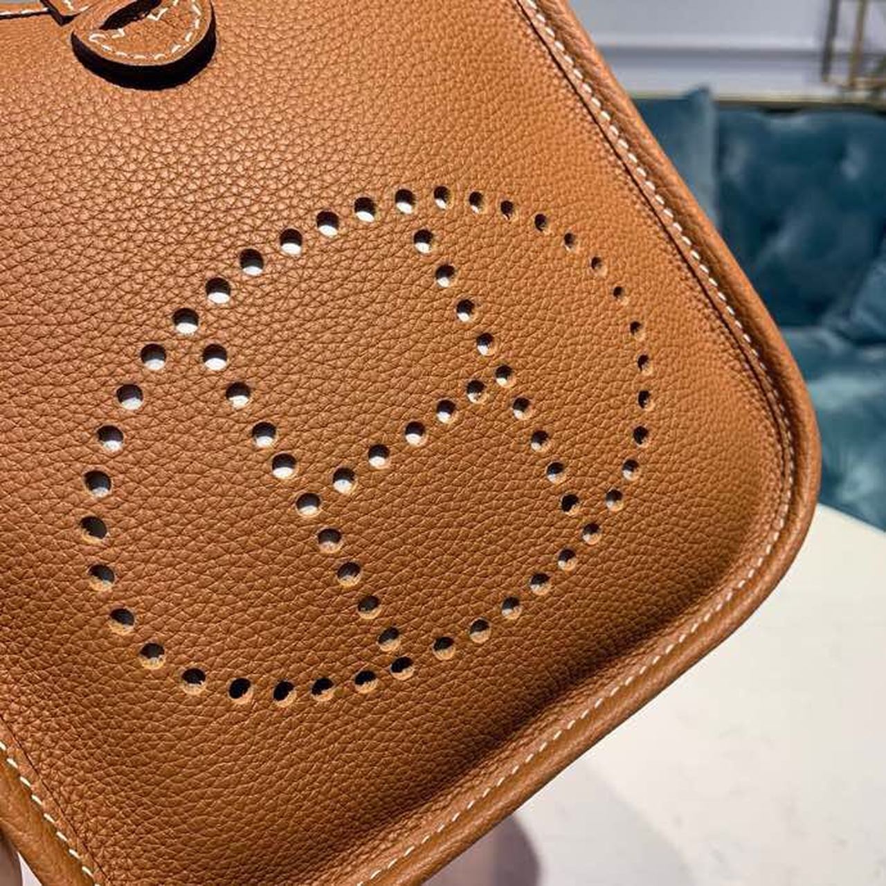 1:1 Replica Hermes Mini Evelyne Brown For Women 7.8in/20cm - Image 5