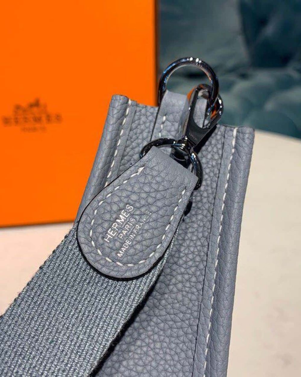 1:1 Replica Hermes Mini Evelyne Grey For Women 7in/18cm