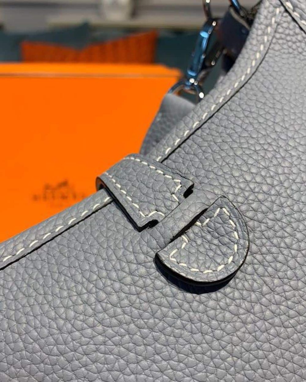 1:1 Replica Hermes Mini Evelyne Grey For Women 7in/18cm