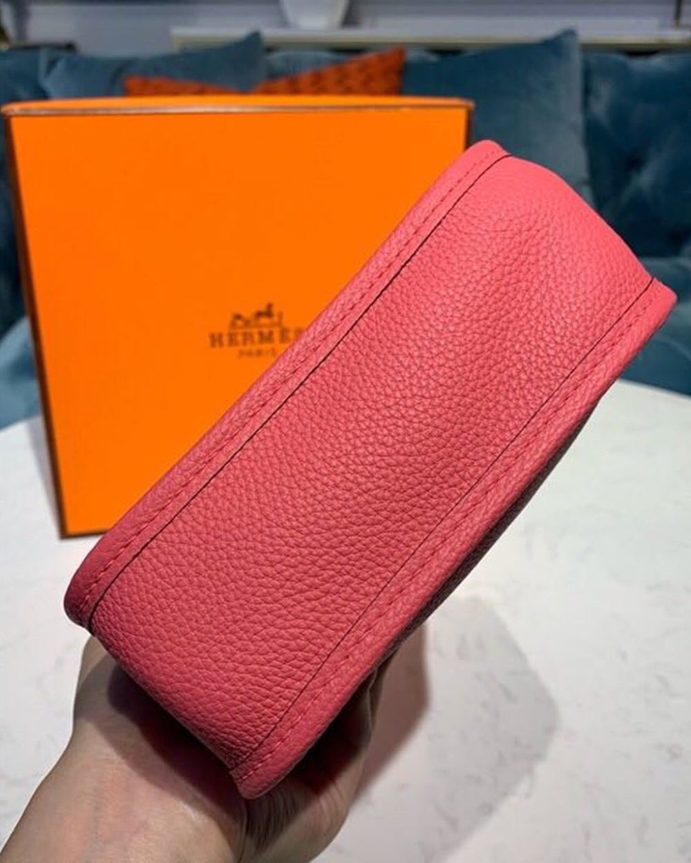 1:1 Replica Hermes Mini Evelyne Pink For Women 7.8in/20cm