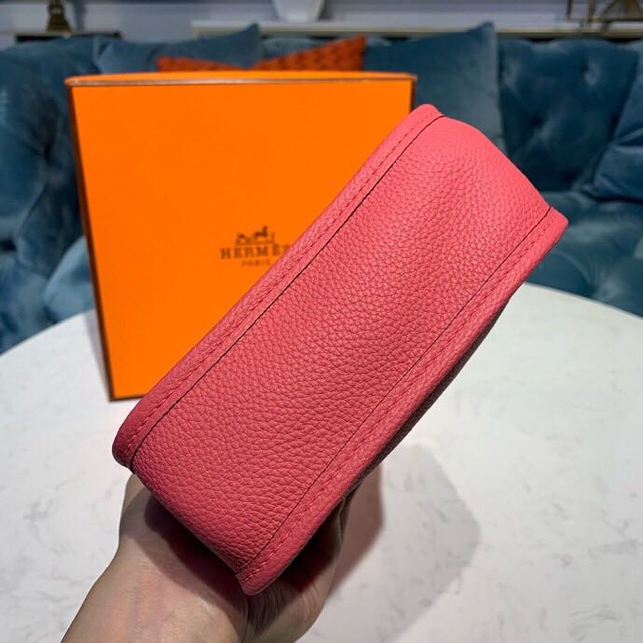1:1 Replica Hermes Mini Evelyne Pink For Women 7.8in/20cm - Image 3