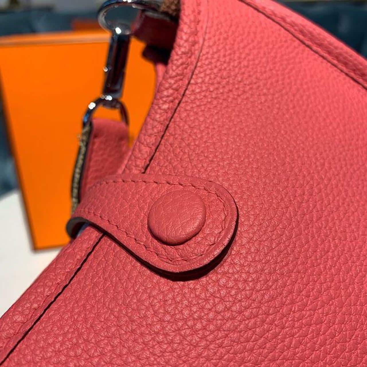 1:1 Replica Hermes Mini Evelyne Pink For Women 7.8in/20cm - Image 6