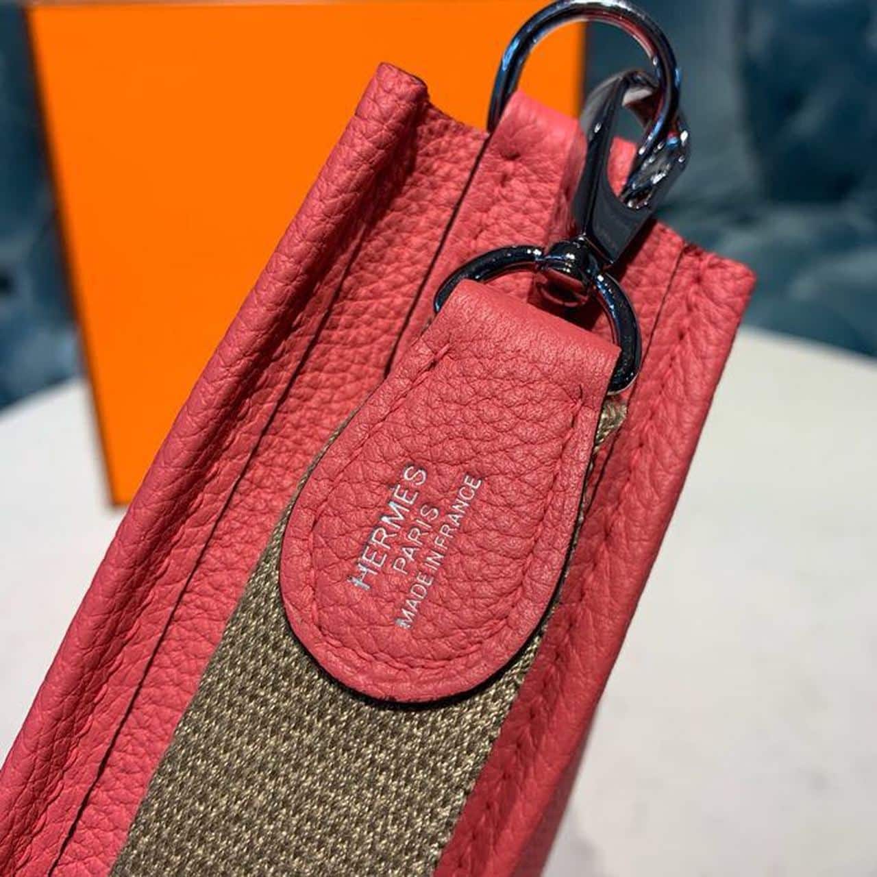 1:1 Replica Hermes Mini Evelyne Pink For Women 7.8in/20cm - Image 7