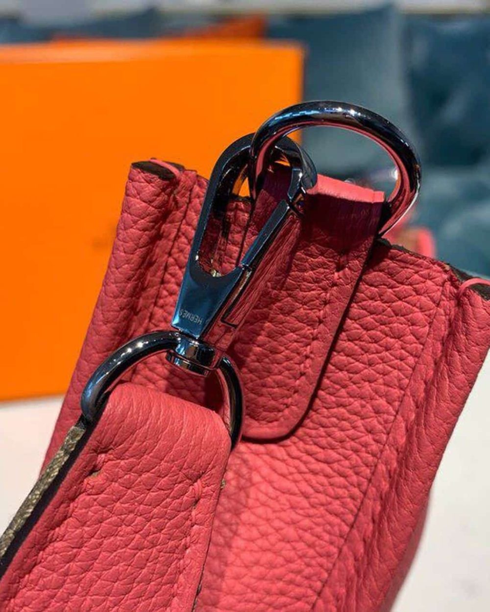 1:1 Replica Hermes Mini Evelyne Pink For Women 7.8in/20cm