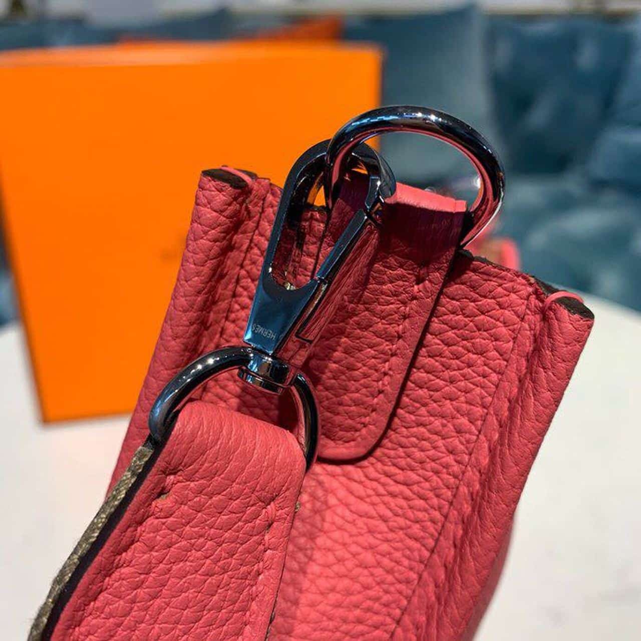 1:1 Replica Hermes Mini Evelyne Pink For Women 7.8in/20cm - Image 10