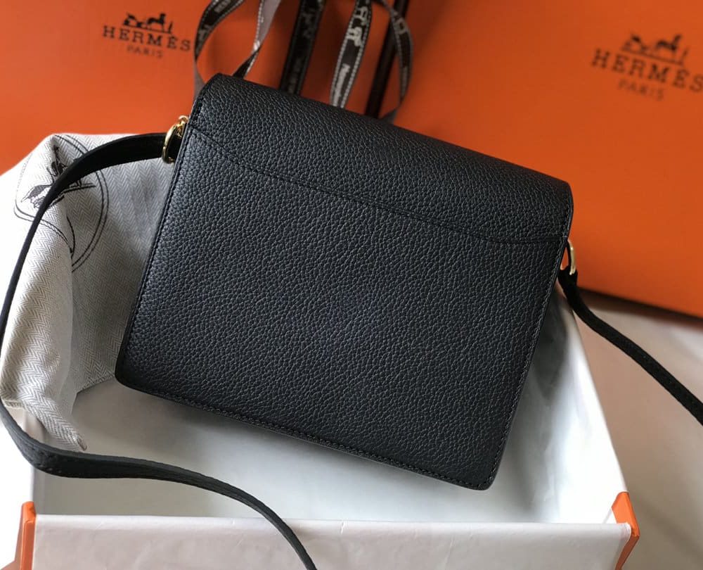 1:1 Replica Hermes Mini Evercolor Sac Roulis 19 Black For Women, Women's Handbags, Shoulder Bags 7.5in/19cm