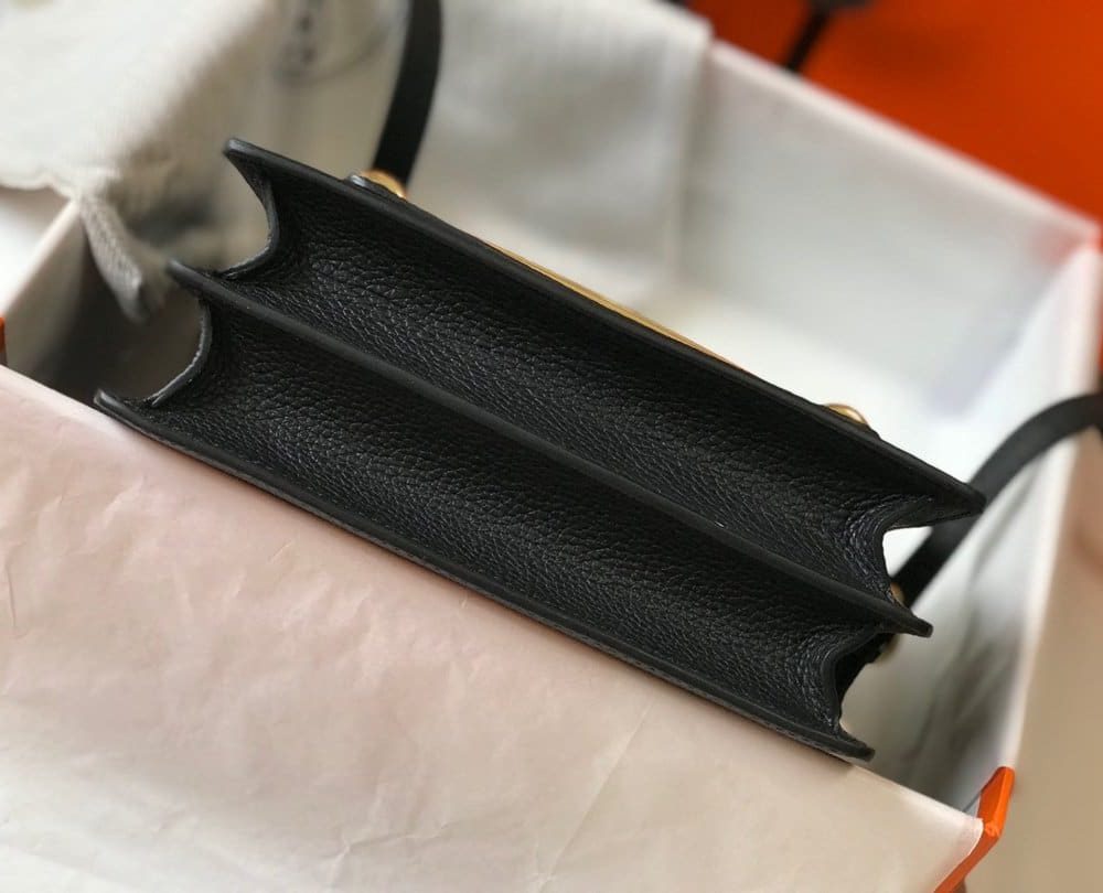 1:1 Replica Hermes Mini Evercolor Sac Roulis 19 Black For Women, Women's Handbags, Shoulder Bags 7.5in/19cm