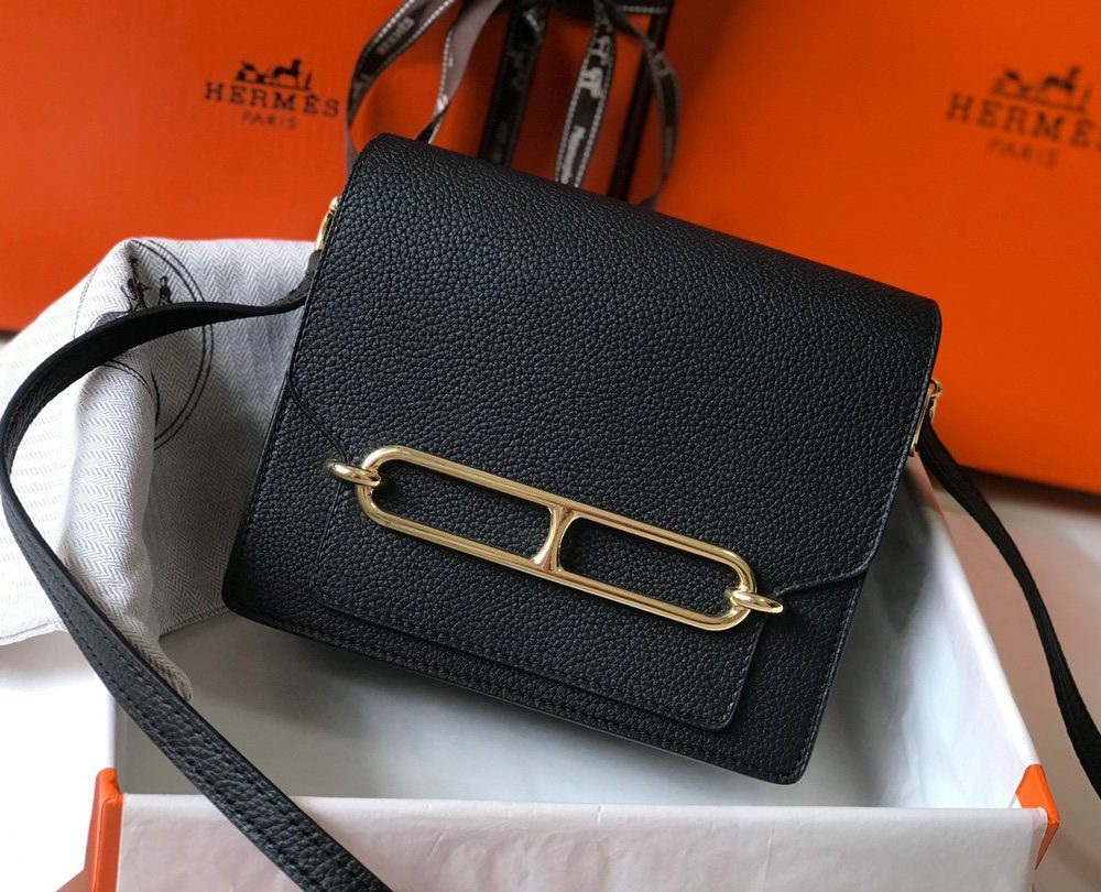1:1 Replica Hermes Mini Evercolor Sac Roulis 19 Black For Women, Women's Handbags, Shoulder Bags 7.5in/19cm