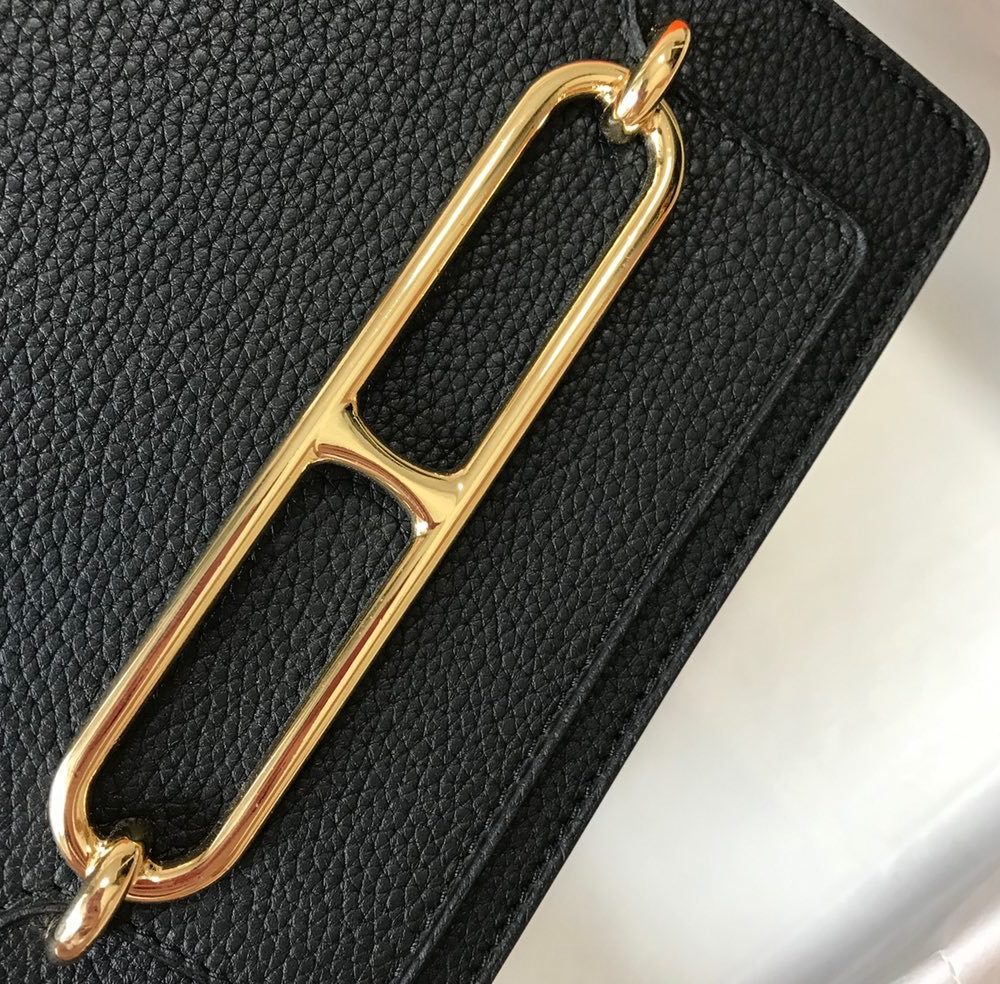 1:1 Replica Hermes Mini Evercolor Sac Roulis 19 Black For Women, Women's Handbags, Shoulder Bags 7.5in/19cm