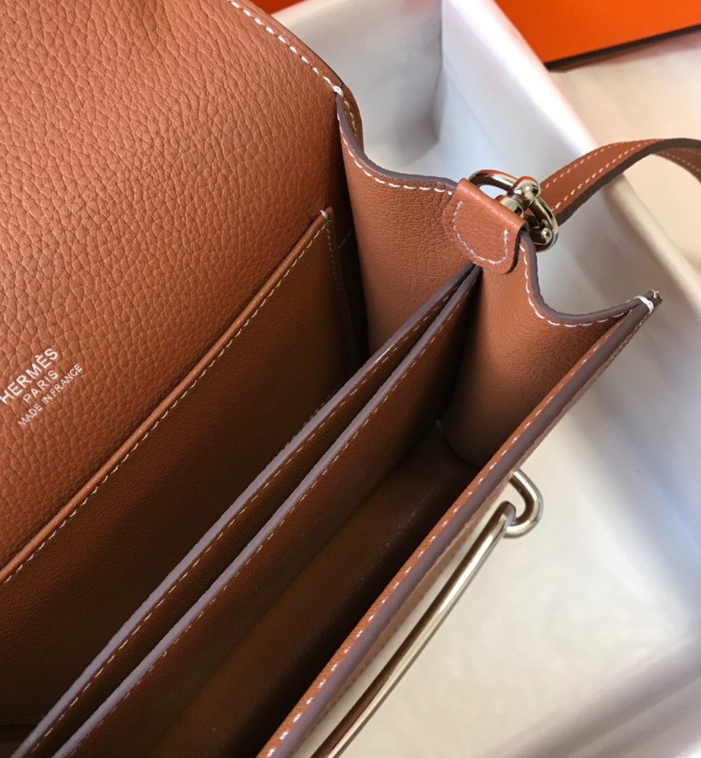 1:1 Replica Hermes Mini Evercolor Sac Roulis 19 Brown For Women, Women's Handbags, Shoulder Bags 7.5in/19cm