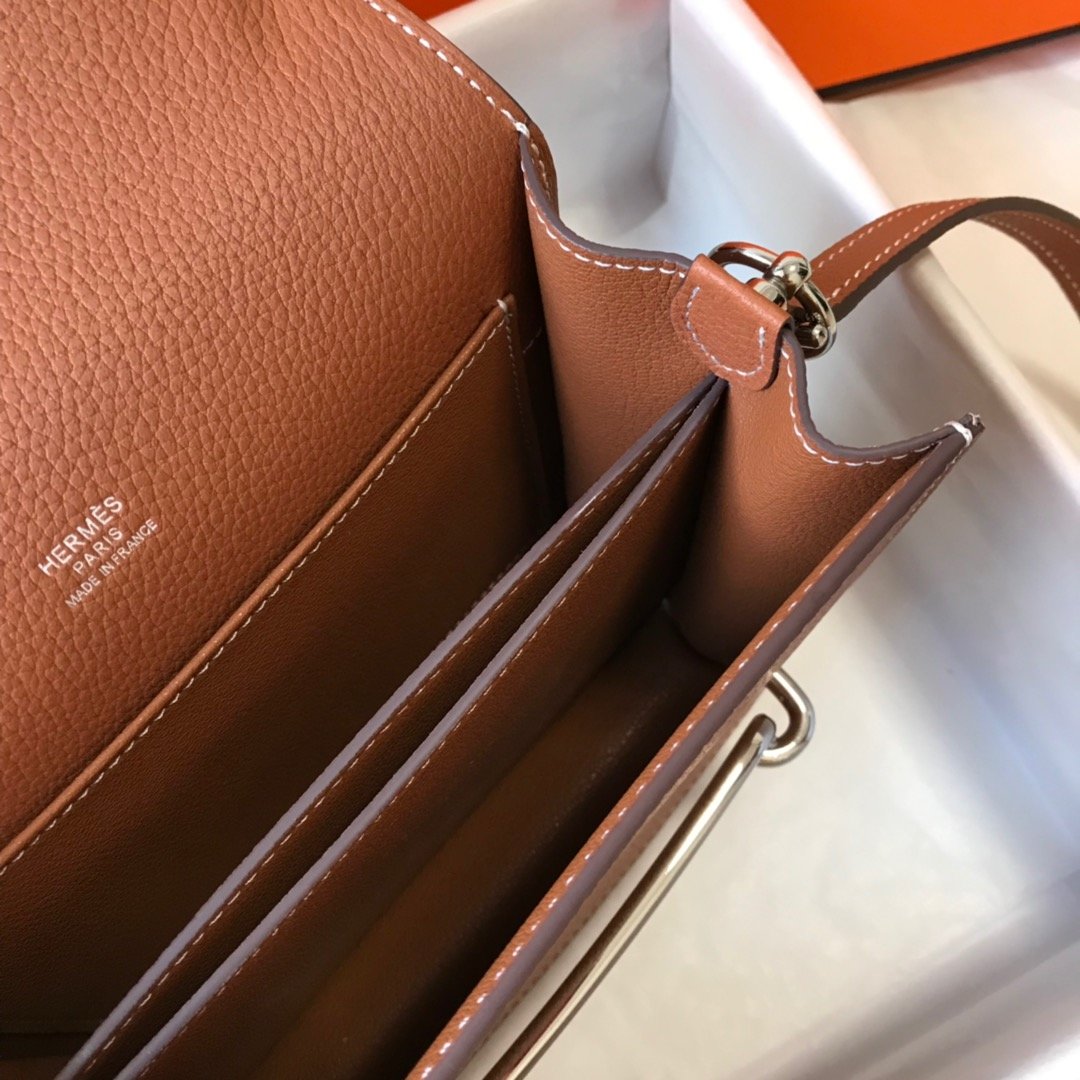 1:1 Replica Hermes Mini Evercolor Sac Roulis 19 Brown For Women, Women's Handbags, Shoulder Bags 7.5in/19cm - Image 8