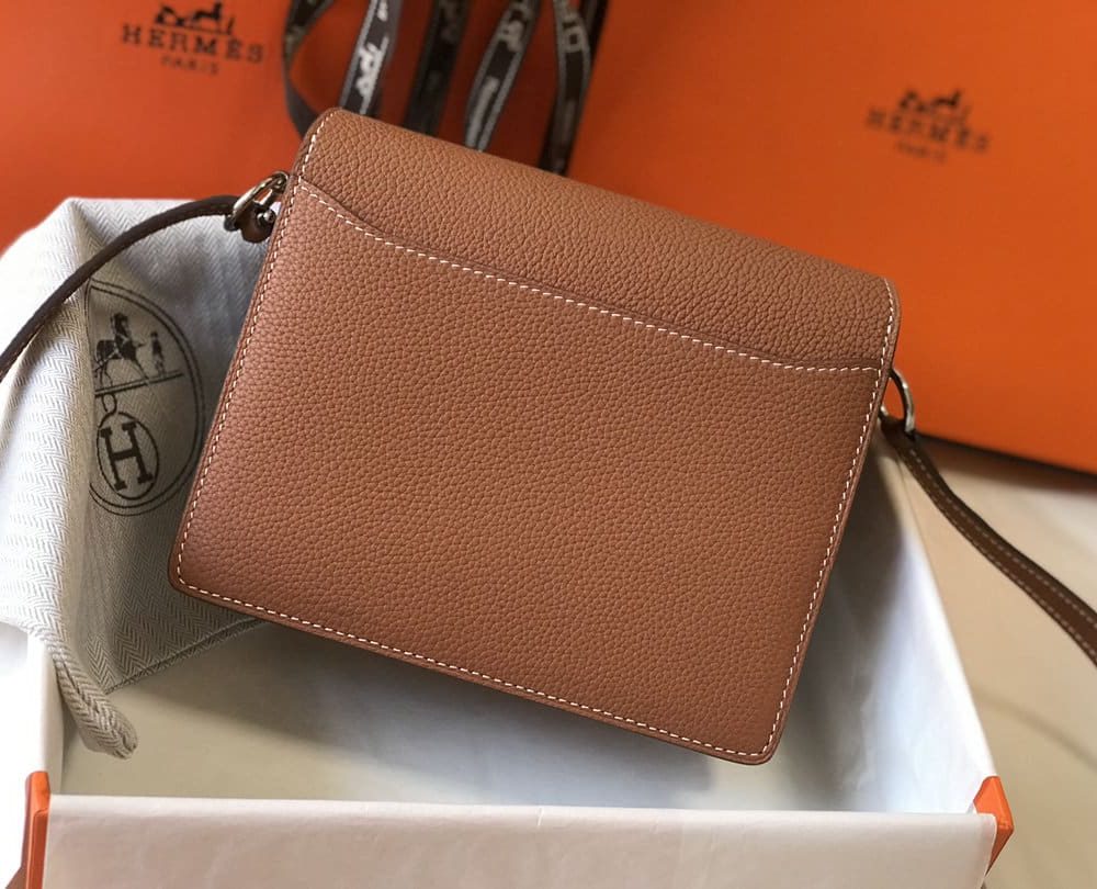 1:1 Replica Hermes Mini Evercolor Sac Roulis 19 Brown For Women, Women's Handbags, Shoulder Bags 7.5in/19cm