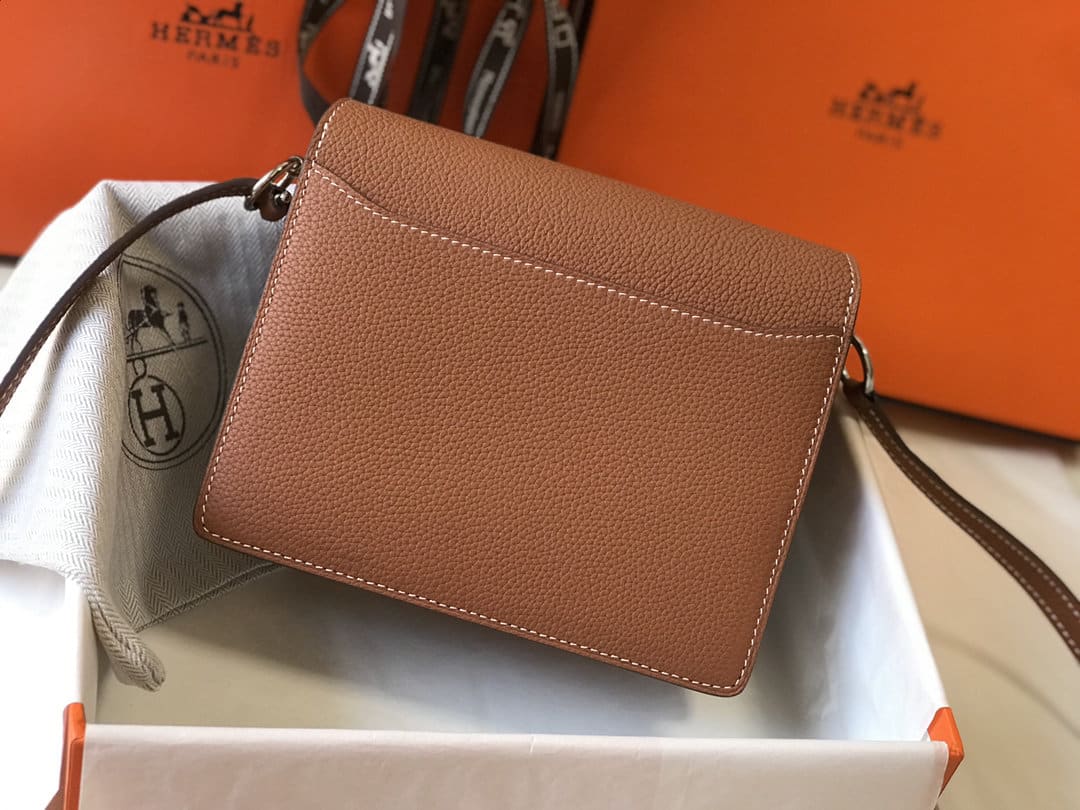 1:1 Replica Hermes Mini Evercolor Sac Roulis 19 Brown For Women, Women's Handbags, Shoulder Bags 7.5in/19cm - Image 4