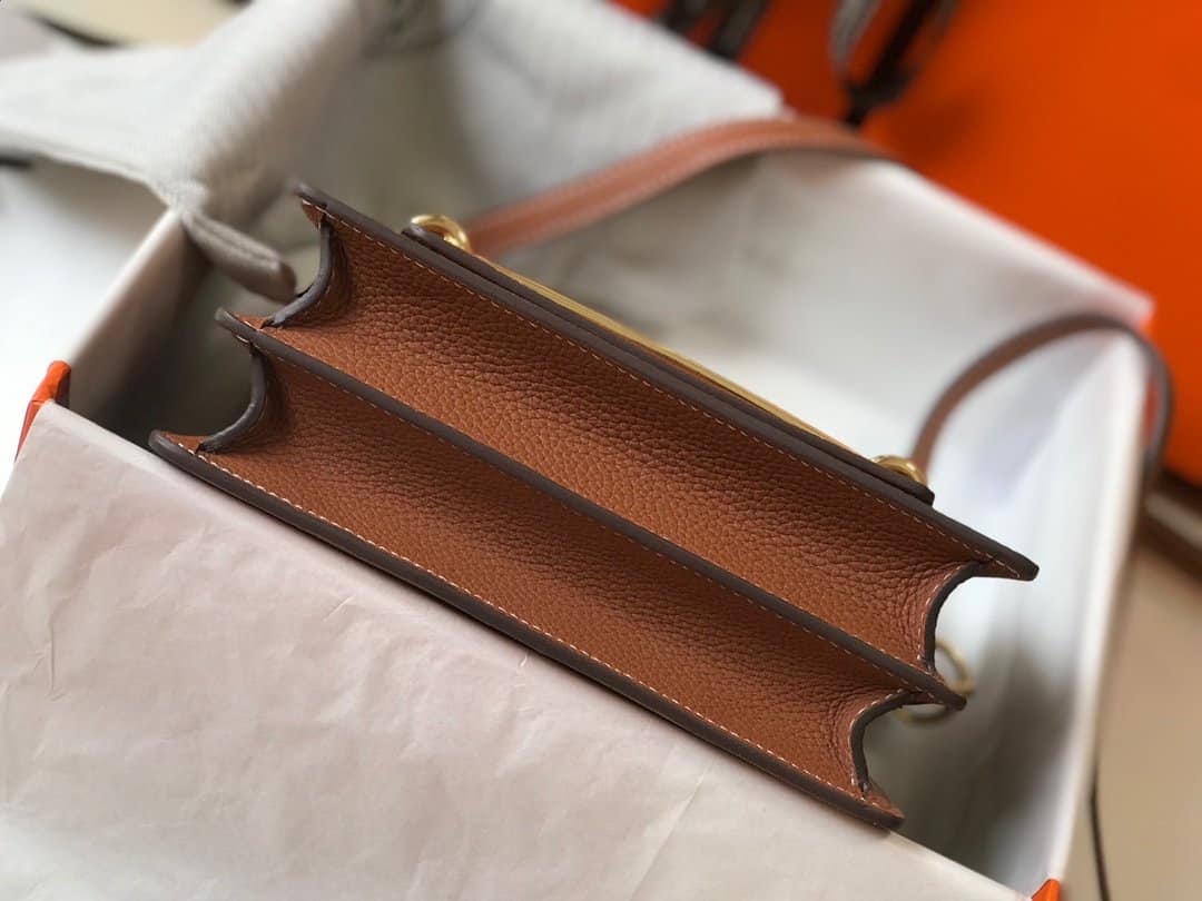 1:1 Replica Hermes Mini Evercolor Sac Roulis 19 Brown For Women, Women's Handbags, Shoulder Bags 7.5in/19cm - Image 9