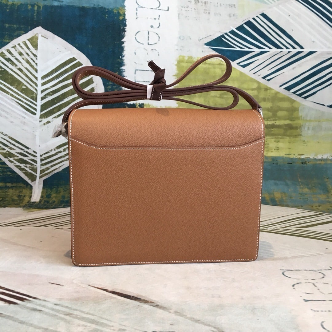 1:1 Replica Hermes Mini Evercolor Sac Roulis 19 Brown Palladium Hardware For Women 9in/23cm - Image 9