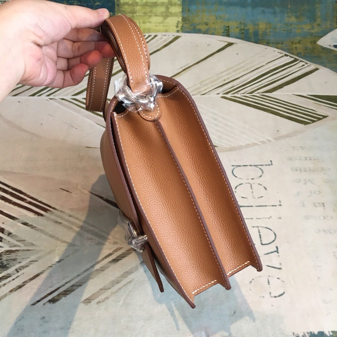 1:1 Replica Hermes Mini Evercolor Sac Roulis 19 Brown Palladium Hardware For Women 9in/23cm - Image 2