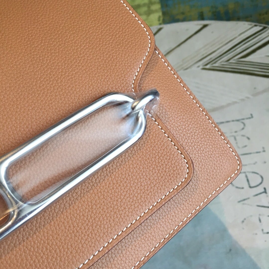 1:1 Replica Hermes Mini Evercolor Sac Roulis 19 Brown Palladium Hardware For Women 9in/23cm - Image 3