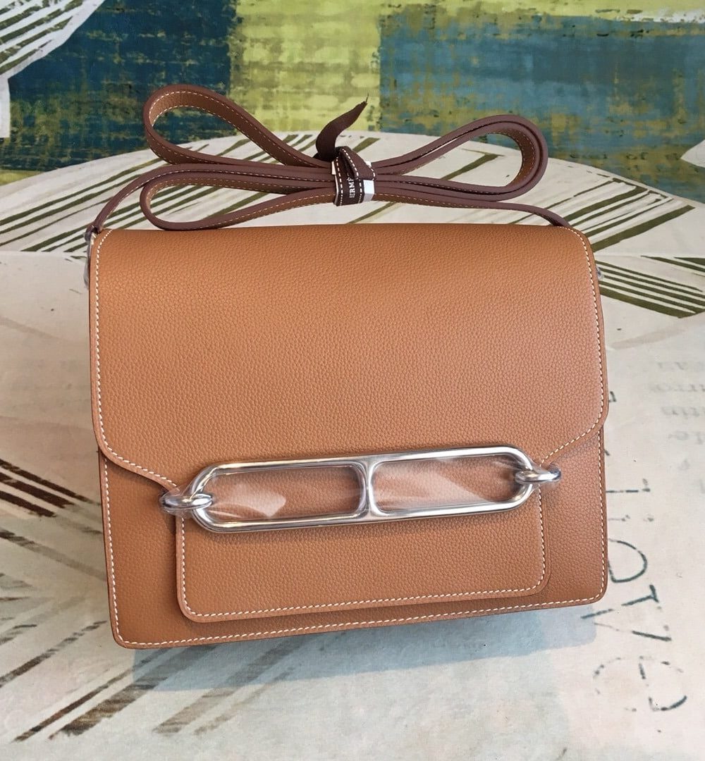 1:1 Replica Hermes Mini Evercolor Sac Roulis 19 Brown Palladium Hardware For Women 9in/23cm