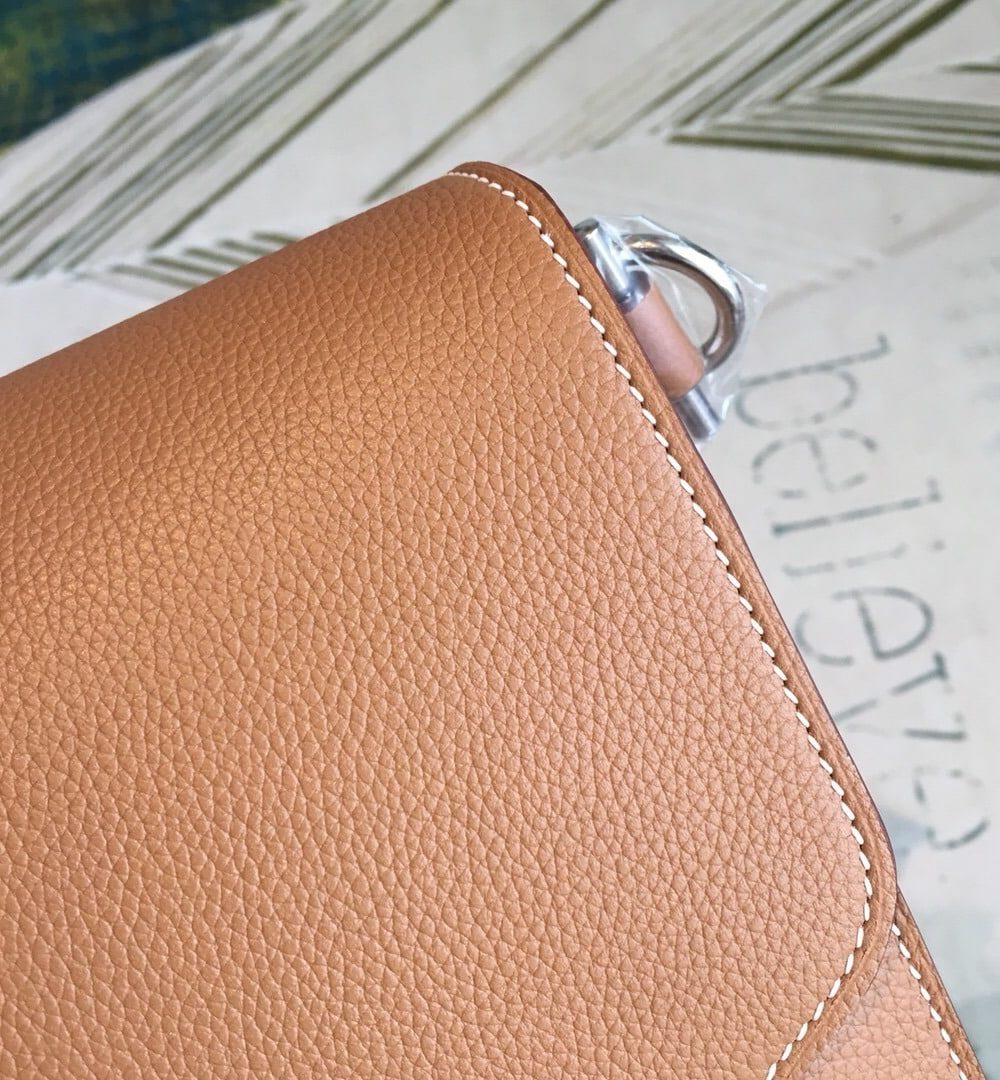 1:1 Replica Hermes Mini Evercolor Sac Roulis 19 Brown Palladium Hardware For Women 9in/23cm