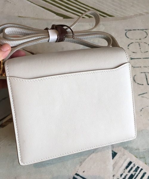 1:1 Replica Hermes Mini Evercolor Sac Roulis 19 White Gold Hardware For Women 7.5in/19cm