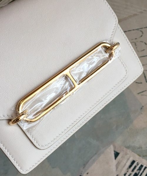 1:1 Replica Hermes Mini Evercolor Sac Roulis 19 White Gold Hardware For Women 7.5in/19cm