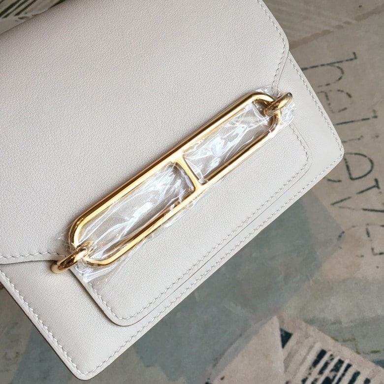 1:1 Replica Hermes Mini Evercolor Sac Roulis 19 White Gold Hardware For Women 7.5in/19cm - Image 4