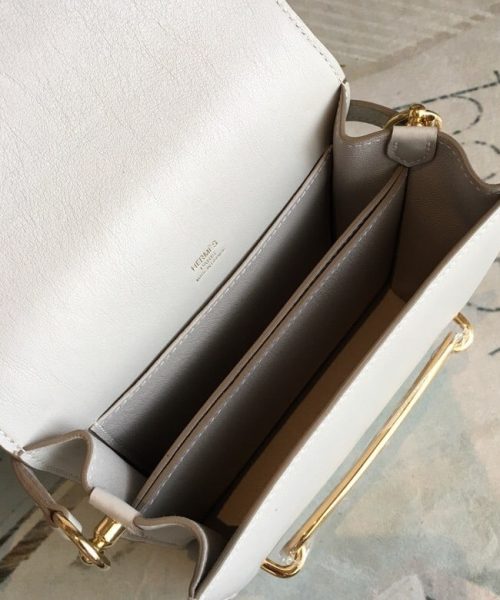 1:1 Replica Hermes Mini Evercolor Sac Roulis 19 White Gold Hardware For Women 7.5in/19cm