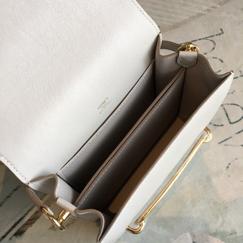1:1 Replica Hermes Mini Evercolor Sac Roulis 19 White Gold Hardware For Women 7.5in/19cm - Image 3