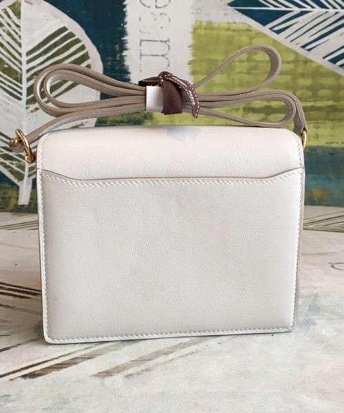 1:1 Replica Hermes Mini Evercolor Sac Roulis 19 White Gold Hardware For Women 7.5in/19cm