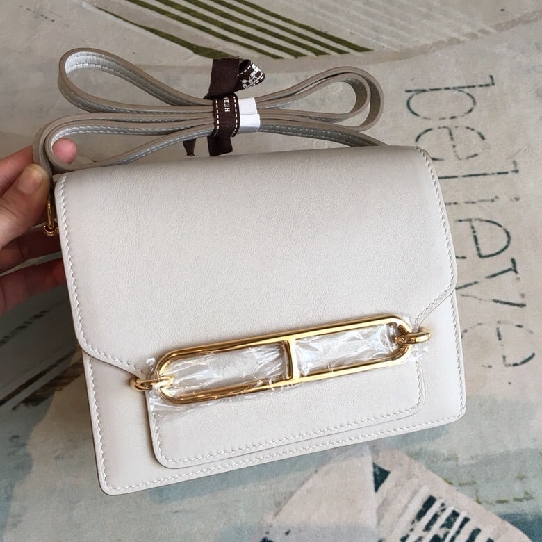 1:1 Replica Hermes Mini Evercolor Sac Roulis 19 White Gold Hardware For Women 7.5in/19cm - Image 8