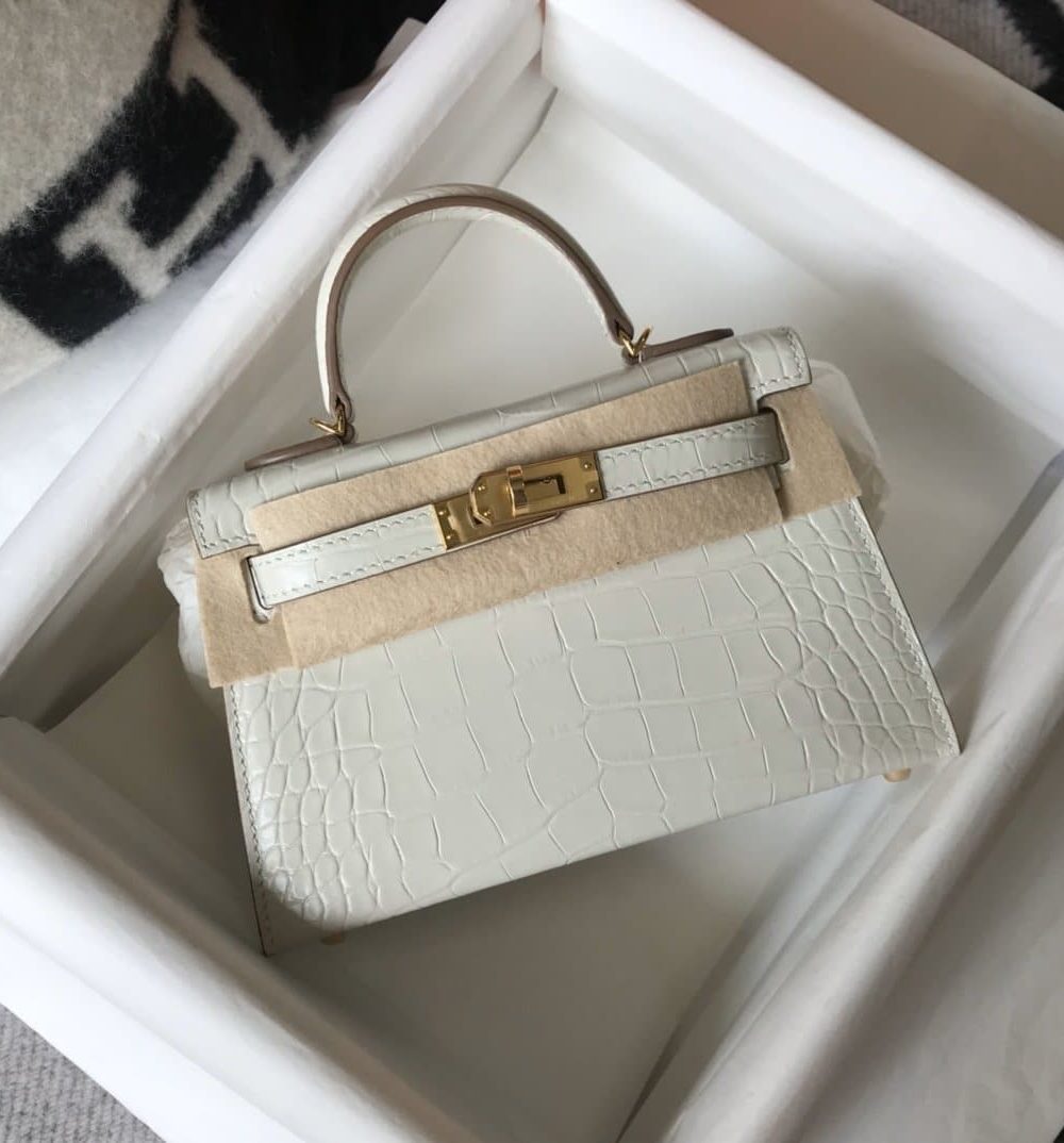 1:1 Replica Hermes Mini Kelly 19 Beton Crocodile Bag For Women, Women's Handbags, Shoulder Bags 7.5in/19cm