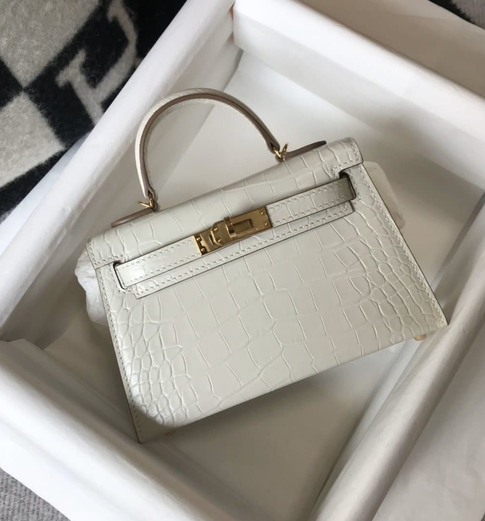 1:1 Replica Hermes Mini Kelly 19 Beton Crocodile Bag For Women, Women's Handbags, Shoulder Bags 7.5in/19cm
