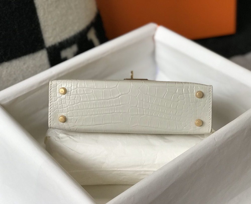 1:1 Replica Hermes Mini Kelly 19 Beton Crocodile Bag For Women, Women's Handbags, Shoulder Bags 7.5in/19cm