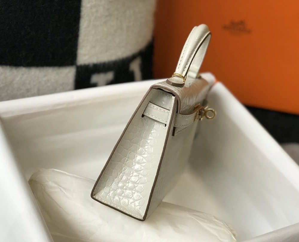 1:1 Replica Hermes Mini Kelly 19 Beton Crocodile Bag For Women, Women's Handbags, Shoulder Bags 7.5in/19cm