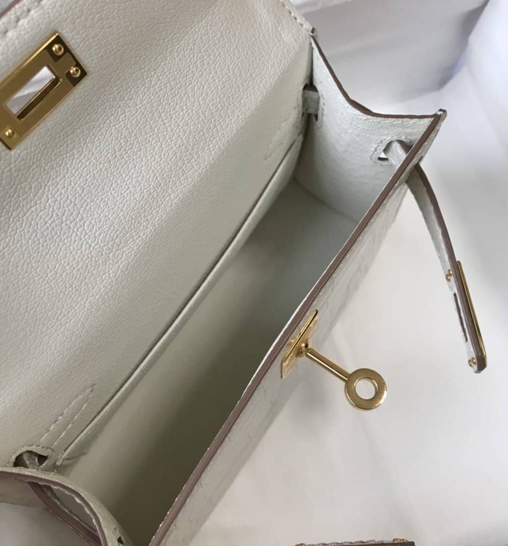 1:1 Replica Hermes Mini Kelly 19 Beton Crocodile Bag For Women, Women's Handbags, Shoulder Bags 7.5in/19cm