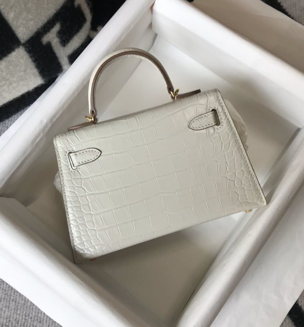 1:1 Replica Hermes Mini Kelly 19 Beton Crocodile Bag For Women, Women's Handbags, Shoulder Bags 7.5in/19cm