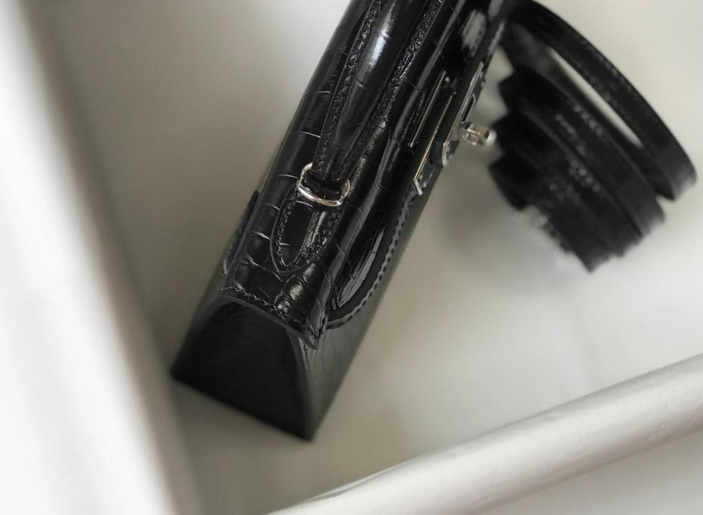 1:1 Replica Hermes Mini Kelly 19 Black Silver Toned Hardware Bag For Women, Women's Handbags, Shoulder Bags 7.5in/19cm