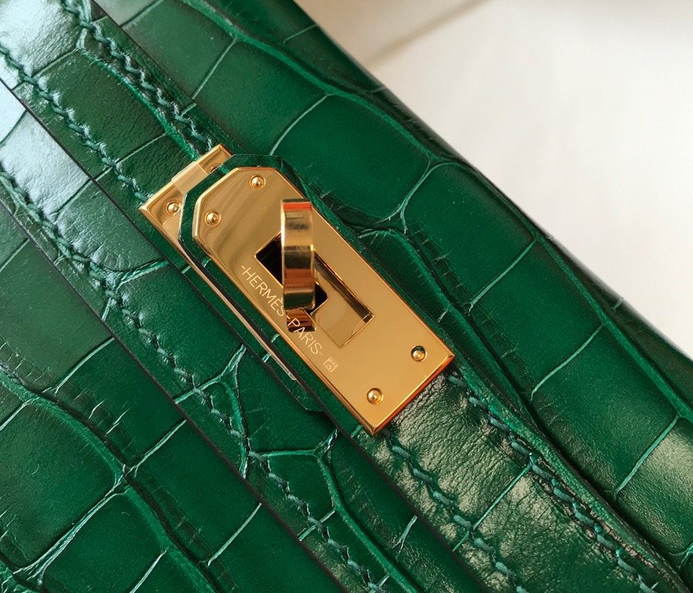 1:1 Replica Hermes Mini Kelly 19 Green Crocodile Bag For Women, Women's Handbags, Shoulder Bags 7.5in/19cm