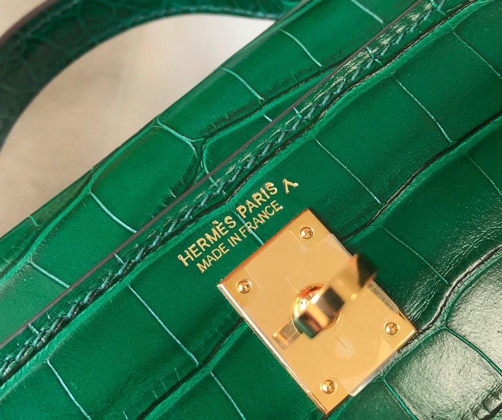 1:1 Replica Hermes Mini Kelly 19 Green Crocodile Bag For Women, Women's Handbags, Shoulder Bags 7.5in/19cm