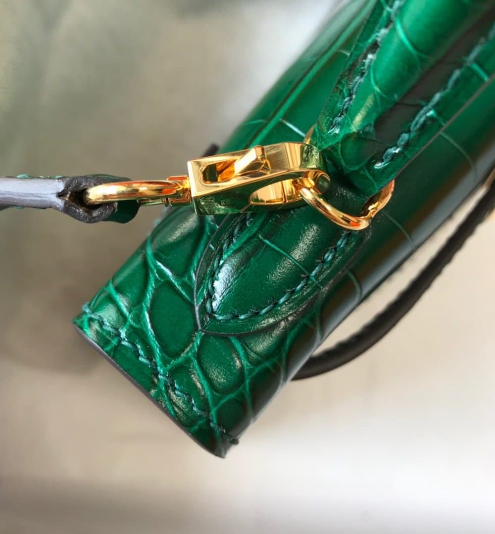 1:1 Replica Hermes Mini Kelly 19 Green Crocodile Bag For Women, Women's Handbags, Shoulder Bags 7.5in/19cm