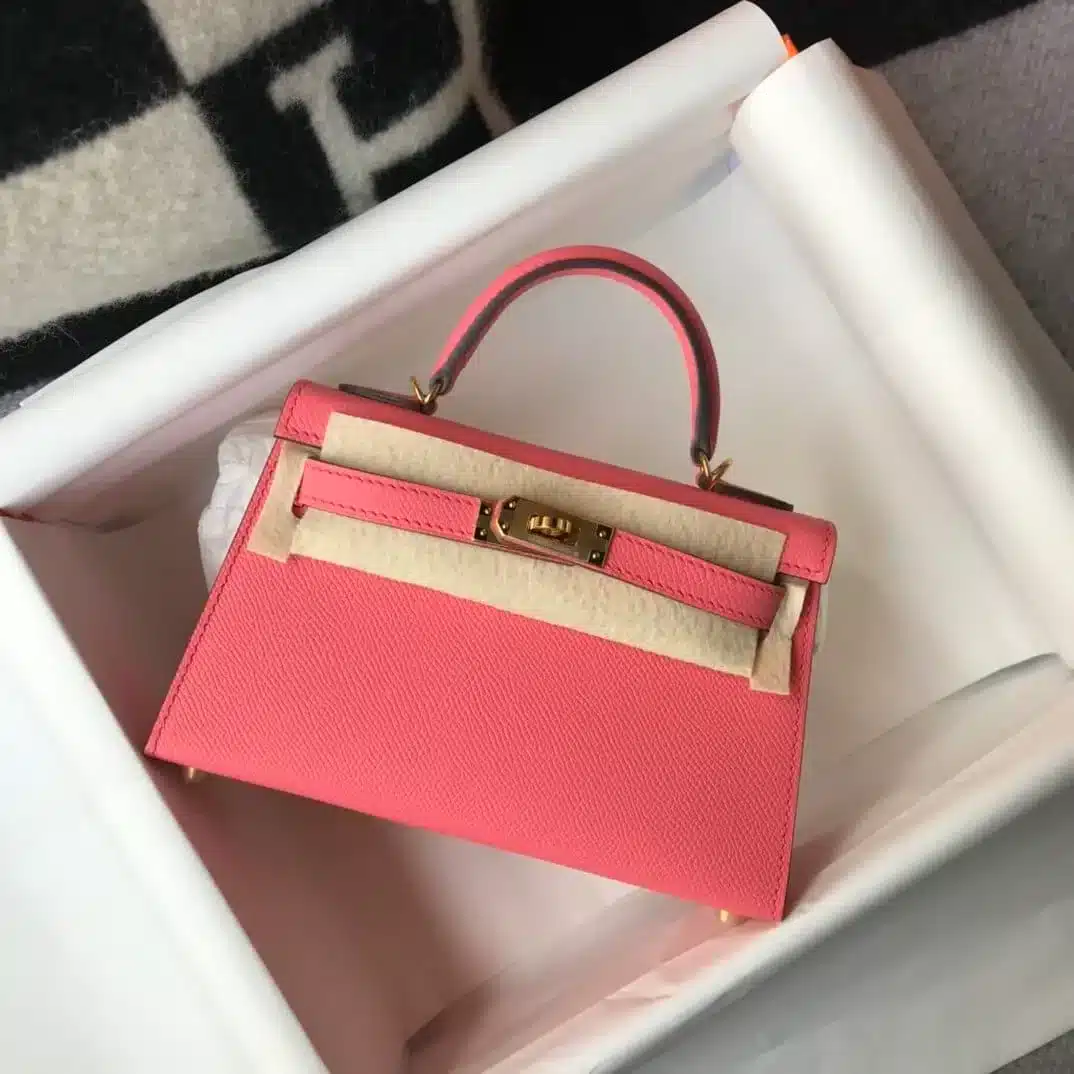 1:1 Replica Hermes Mini Kelly 19 Sellier Epsom Pink Bag For Women, Women's Handbags, Shoulder Bags 7.5in/19cm