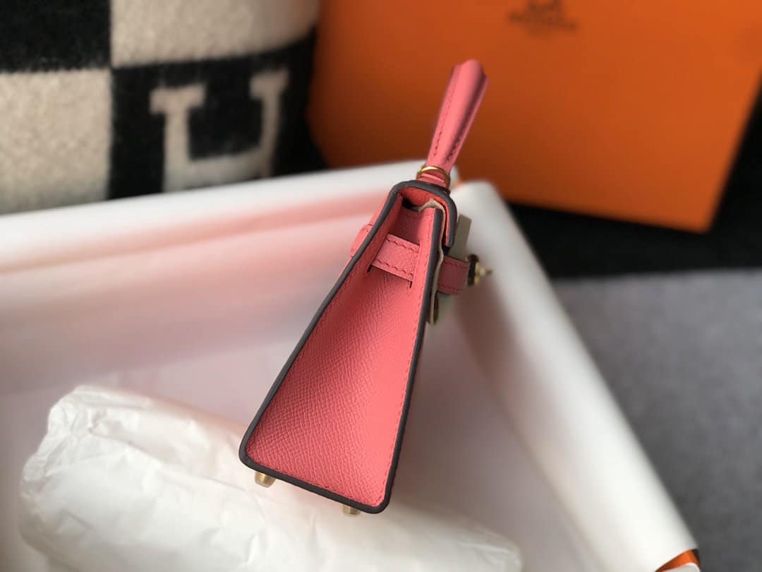 1:1 Replica Hermes Mini Kelly 19 Sellier Epsom Pink Bag For Women, Women's Handbags, Shoulder Bags 7.5in/19cm - Image 6