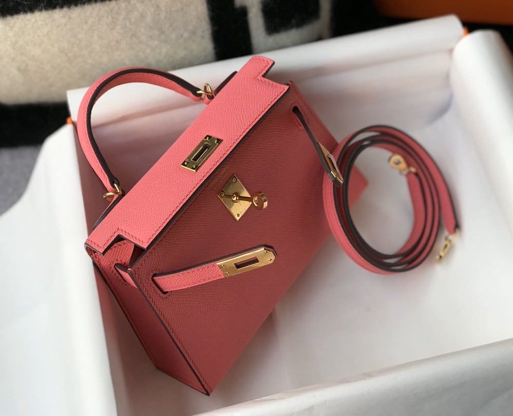 1:1 Replica Hermes Mini Kelly 19 Sellier Epsom Pink Bag For Women, Women's Handbags, Shoulder Bags 7.5in/19cm