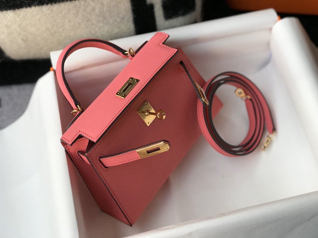 1:1 Replica Hermes Mini Kelly 19 Sellier Epsom Pink Bag For Women, Women's Handbags, Shoulder Bags 7.5in/19cm - Image 4
