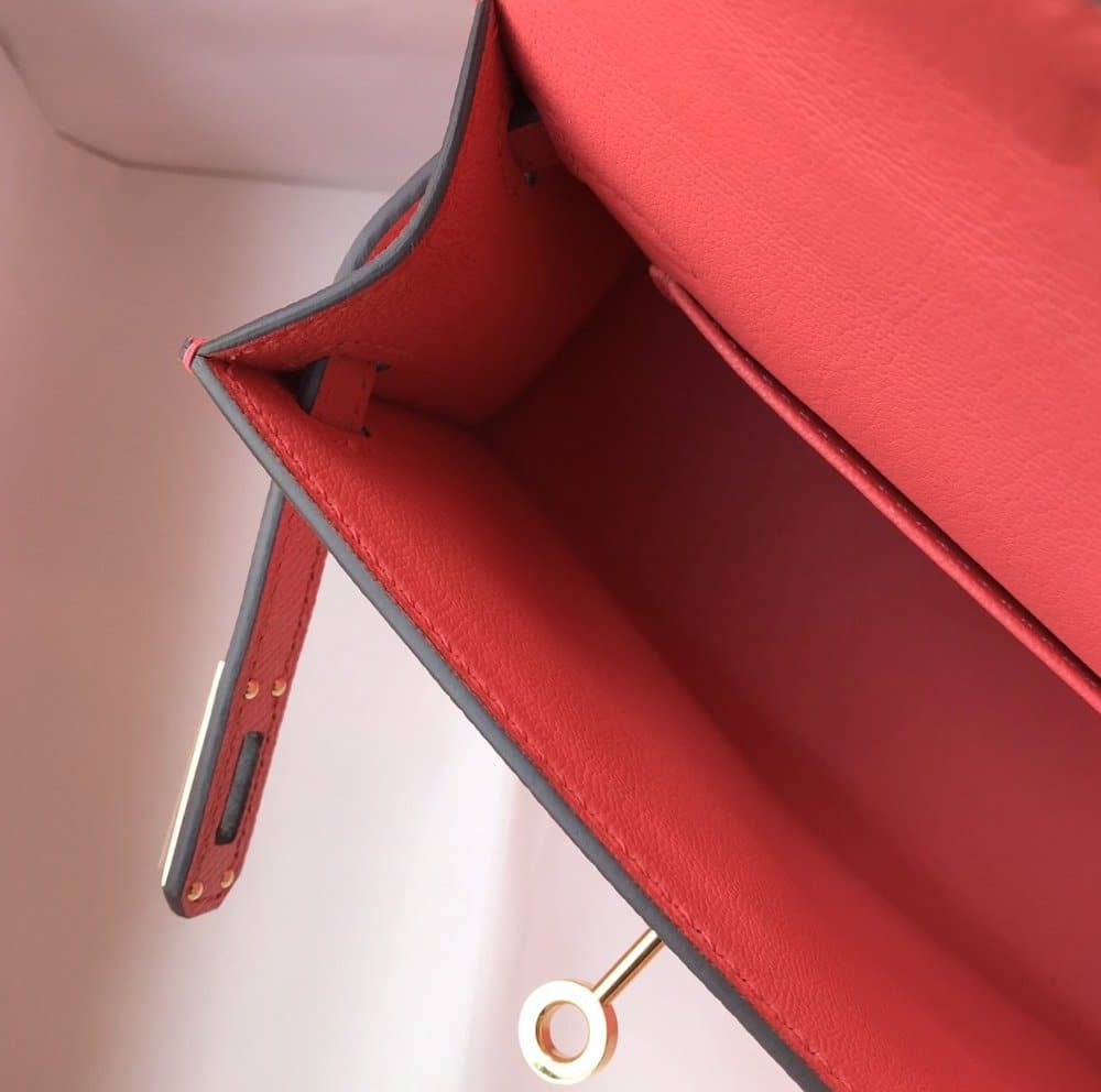 1:1 Replica Hermes Mini Kelly 19 Sellier Epsom Pink Bag For Women, Women's Handbags, Shoulder Bags 7.5in/19cm