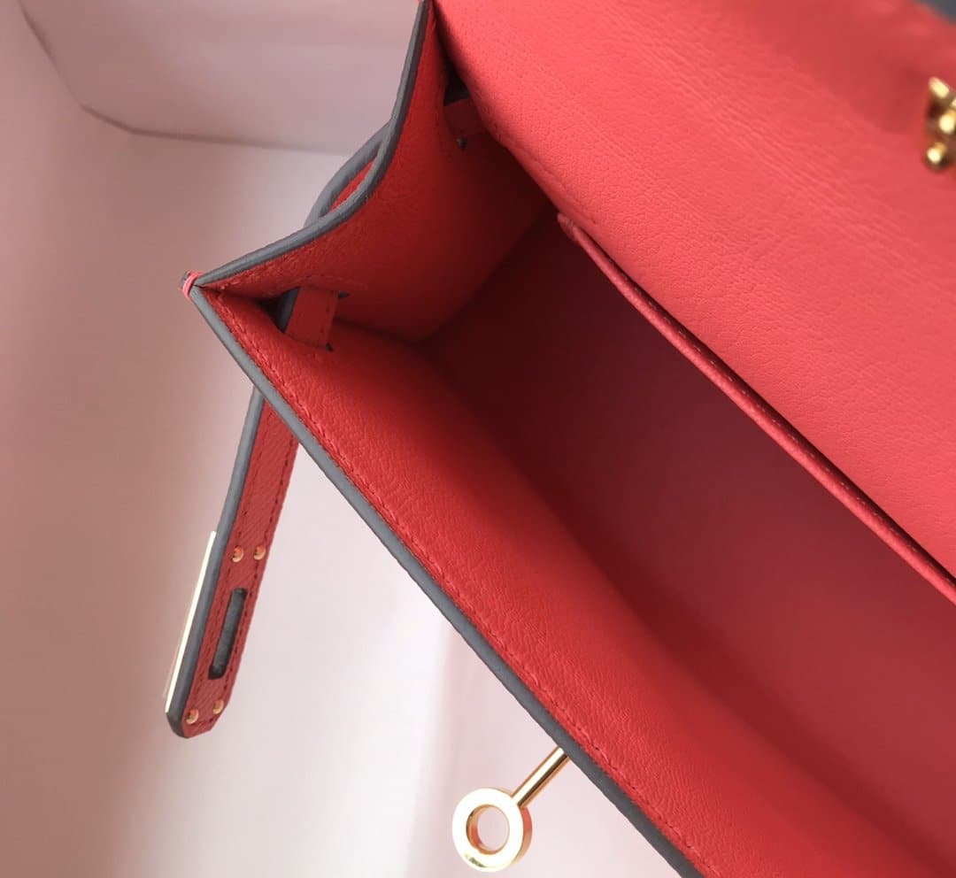 1:1 Replica Hermes Mini Kelly 19 Sellier Epsom Pink Bag For Women, Women's Handbags, Shoulder Bags 7.5in/19cm - Image 8