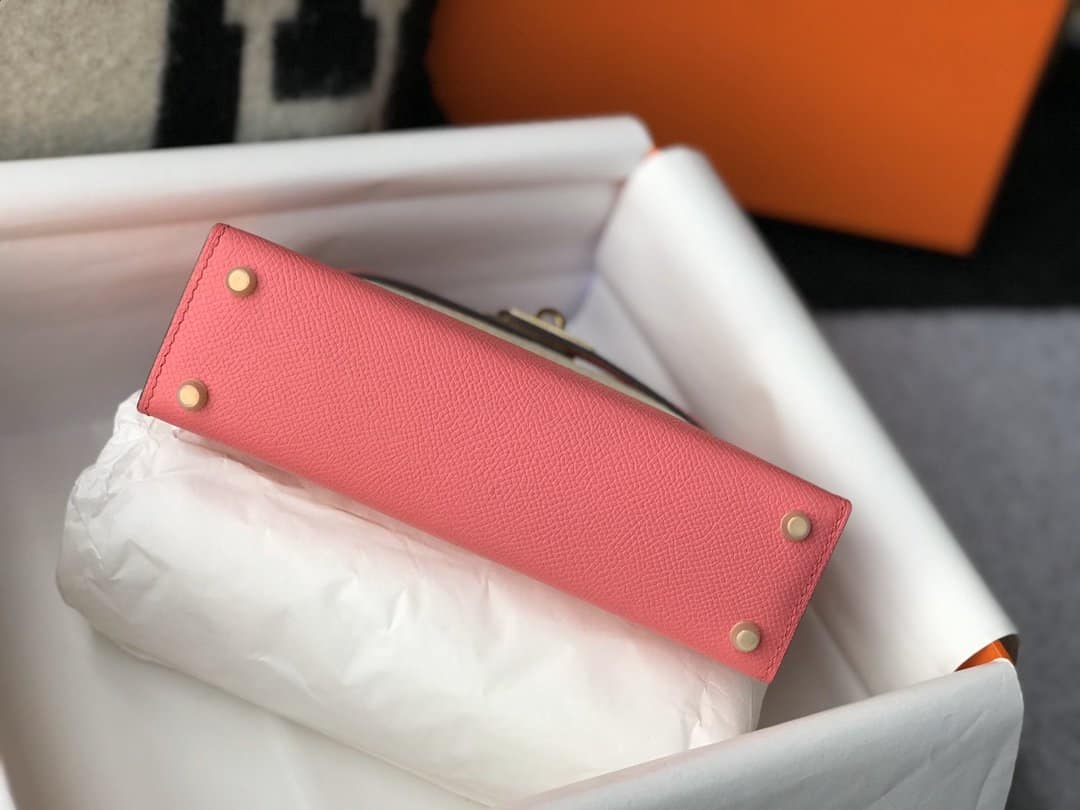 1:1 Replica Hermes Mini Kelly 19 Sellier Epsom Pink Bag For Women, Women's Handbags, Shoulder Bags 7.5in/19cm - Image 5